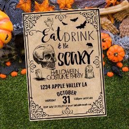 Eet, drink en wees eng Halloween vintage feest Poster