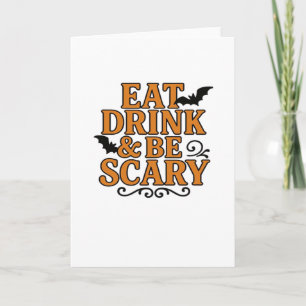 Eet, drink en wees eng Halloween vintage grafisch Kaart
