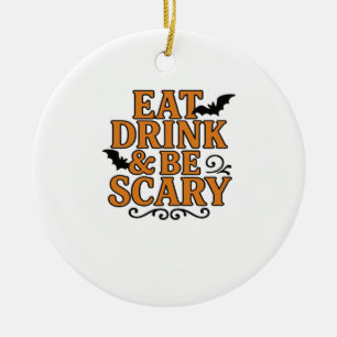 Eet, drink en wees eng Halloween vintage grafisch Keramisch Ornament