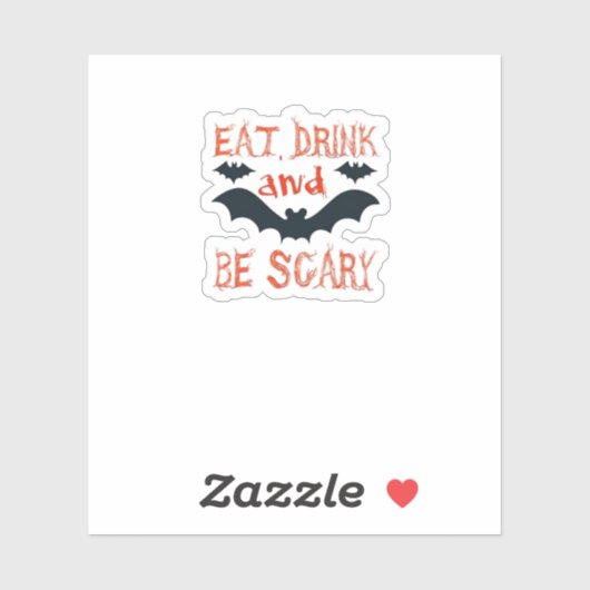 Eet, drink en wees eng Halloween-vleermuizen Feest Sticker (Vel)