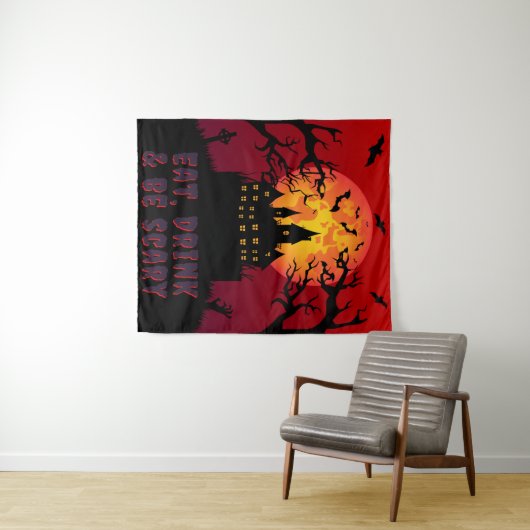 Eet, Drink en wees eng Halloween Wandkleed (In Situ (horizontaal))