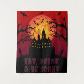 Eet, Drink en wees eng Halloween Wandkleed (Voorkant)
