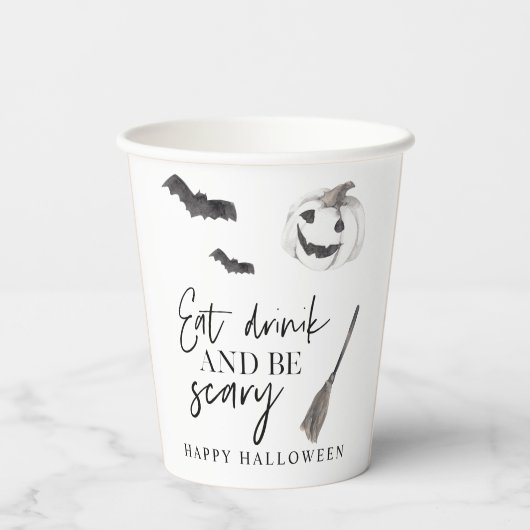 Eet Drink en wees eng | Happy Halloween Papieren Bekers (Achterkant)