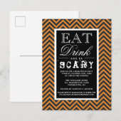 Eet Drink en wees eng | Happy Halloween-partij Uitnodiging Briefkaart (Voorkant / Achterkant)