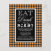 Eet Drink en wees eng | Happy Halloween-partij Uitnodiging Briefkaart (Voorkant)