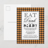 Eet Drink en wees eng | Happy Halloween-partij Uitnodiging Briefkaart (Voorkant / Achterkant)