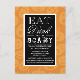 Eet Drink en wees eng Happy Halloween-partij Uitnodiging Briefkaart