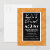 Eet Drink en wees eng | Happy Halloween-partij Uitnodiging Briefkaart (Voorkant / Achterkant)