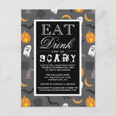 Eet Drink en wees eng | Happy Halloween-partij Uitnodiging Briefkaart (Voorkant)