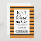 Eet Drink en wees eng | Happy Halloween-partij Uitnodiging Briefkaart (Voorkant / Achterkant)