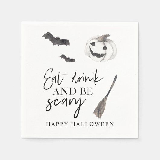 Eet Drink en wees eng | Happy Halloween Servet (Voorkant)