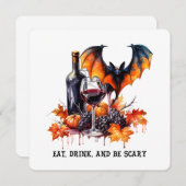 Eet, drink en wees eng Herfst Halloween Vleermuis Feestdagenkaart (Voorkant / Achterkant)