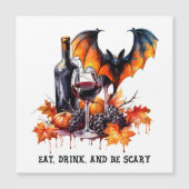 Eet, drink en wees eng herfst Halloween vleermuis  Magnetische Uitnodiging (Voorkant)