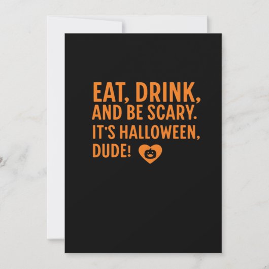 Eet, drink en wees eng. Het is Halloween herfst he Feestdagenkaart (Voorkant)