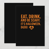 Eet, drink en wees eng. Het is Halloween herfst he Feestdagenkaart (Voorkant / Achterkant)