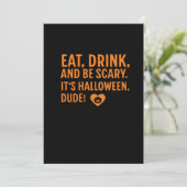 Eet, drink en wees eng. Het is Halloween herfst he Feestdagenkaart (Staand voorkant)