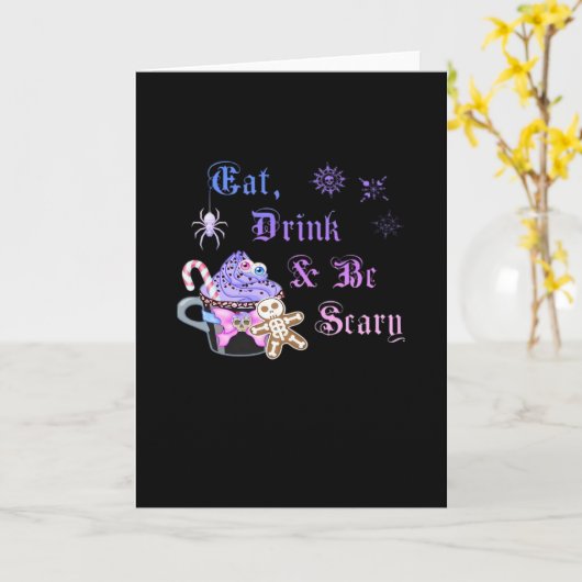 Eet, drink en wees eng Hexmas Cool Uniek Kaart (Gele Bloem)