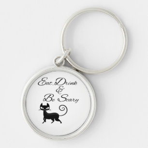 Eet, drink en wees eng kat grappige cute enge Hall Sleutelhanger