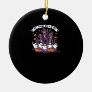 Eet, drink en wees eng klassiek grappig retro keramisch ornament