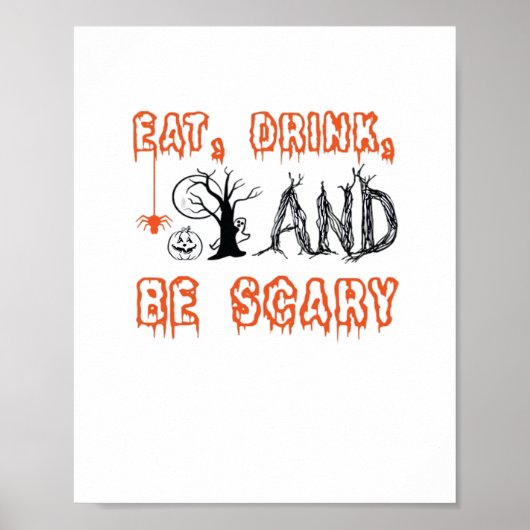 Eet, drink en wees eng minimaal citaat poster (Voorkant)