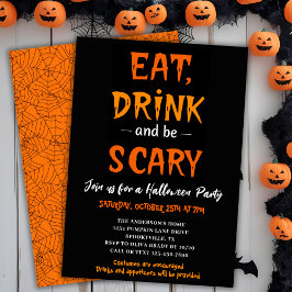 Eet Drink en wees eng Modern Halloween Party Kaart