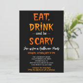 Eet Drink en wees eng Modern Halloween Party Kaart (Staand voorkant)