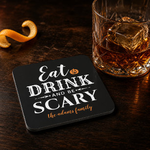 Eet, drink en wees eng moderne typografie Hallowee Bier Onderzetter
