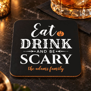 Eet, drink en wees eng moderne typografie Hallowee Bier Onderzetter