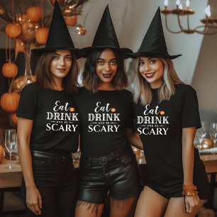 Eet, drink en wees eng moderne typografie Hallowee T-shirt
