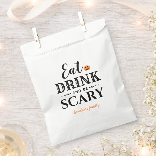 Eet Drink en wees eng Moderne Typografie Halloween Bedankzakje (Geknipt)