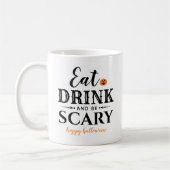 Eet Drink en wees eng Moderne Typografie Halloween Koffiemok (Links)