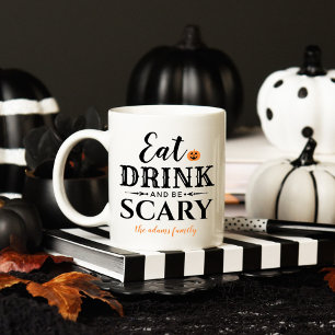 Eet Drink en wees eng Moderne Typografie Halloween Koffiemok
