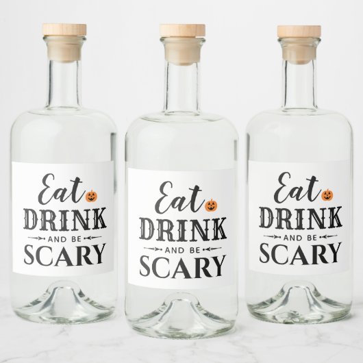 Eet Drink en wees eng Moderne Typografie Halloween Likeurfles Etiket (Flessen)