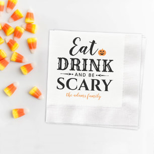Eet Drink en wees eng Moderne Typografie Halloween Servet