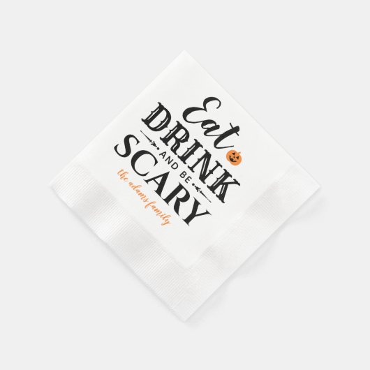 Eet Drink en wees eng Moderne Typografie Halloween Servet (Hoek)