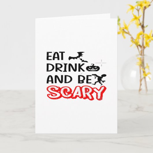 Eet, drink en wees eng ontwerp retro klassieker kaart (Gele Bloem)