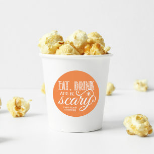 Eet, Drink en wees eng Oranje halloween-partij Ronde Sticker
