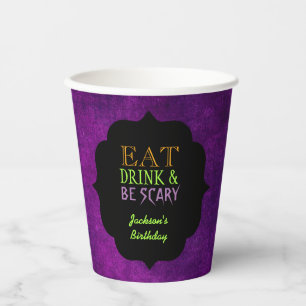 Eet, Drink en Wees Eng Paarse Halloween Papieren Bekers