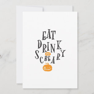Eet, drink en wees eng. Prettige Halloween. Vintag Feestdagenkaart