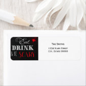 Eet, drink en wees eng rode Halloween label (Insitu)