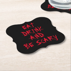 Eet drink en wees eng rood bloed Halloween feest Kartonnen Onderzetters