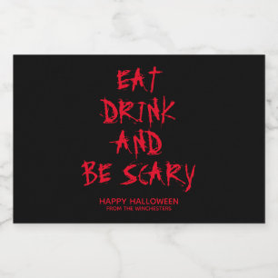 Eet drink en wees eng rood bloed op maat Halloween Voedselcontainer Etiket