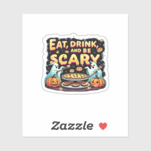 Eet, drink en wees eng Schattige bakkerij Hallowee Sticker