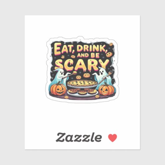 Eet, drink en wees eng Schattige bakkerij Hallowee Sticker (Vel)