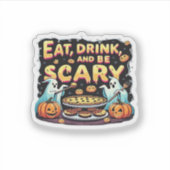 Eet, drink en wees eng Schattige bakkerij Hallowee Sticker (Voorkant)