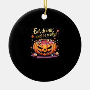 Eet, drink en wees eng Schrikfilm Nacht Halloween Keramisch Ornament