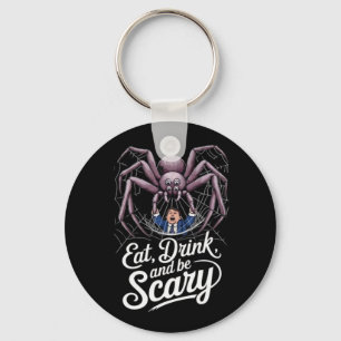 Eet, drink en wees eng spin Klassieke vintage stij Sleutelhanger