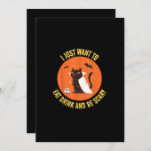 Eet, drink en wees eng Spooky Cat Halloween Feestdagenkaart (Voorkant / Achterkant)