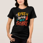 Eet Drink en wees eng Typografie Halloween Tri-Blend Shirt (Voorkant)