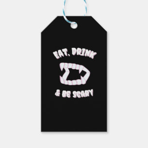 Eet Drink en Wees Eng Vampier Minimalistische Stij Cadeaulabel